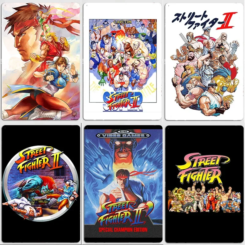 Street Fighter Retro Arcade Game Role Retro Poster Metal Posters Sign Indoor Outdoor Room Decoration Home Bar Decor Wall Decor