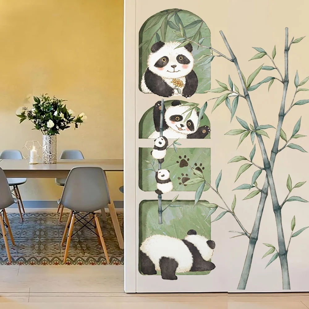 Panda regla de altura letra estilo minimalista pegatina creativa desmontable PVC pegatina de pared decoración embellece la habitación