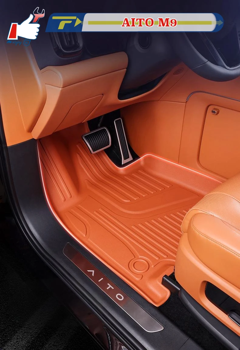 

Автомобильный коврик с левым рулем для AITO M9 2025, 5 мест, 6 мест, полностью окруженный коврик для ног, коврик для пола, напольный ковер, водонепроницаемый