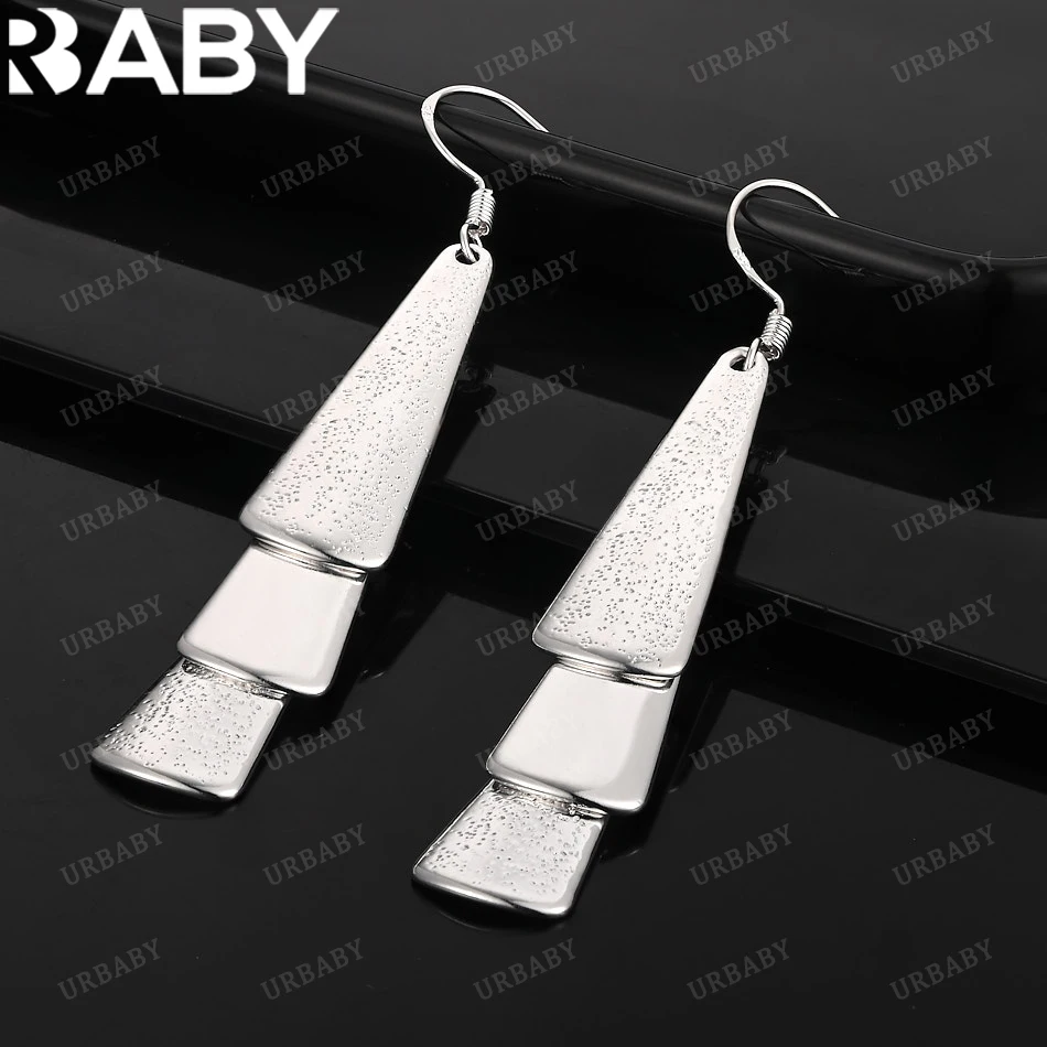 

URBABY 925 Sterling Silver Earrings Flat Three Pieces Drop Earrings Jewelry Fashion Party and Daily Wear