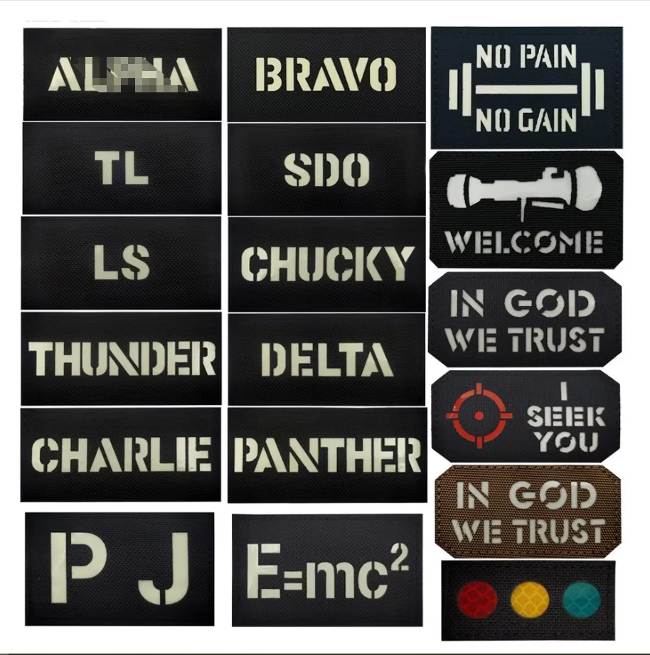 New Laser Cut English Letters IN GOD WE TRUST Glow-in-the-dark Patch Tactical Morale Armband Backpack Hook Patches for Clothing