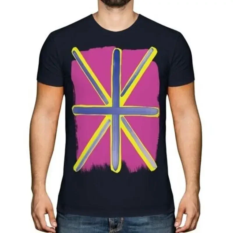 Pop Art Union Jack Fashion Men's Print T-Shirt Flag Great Britain GB Equipment