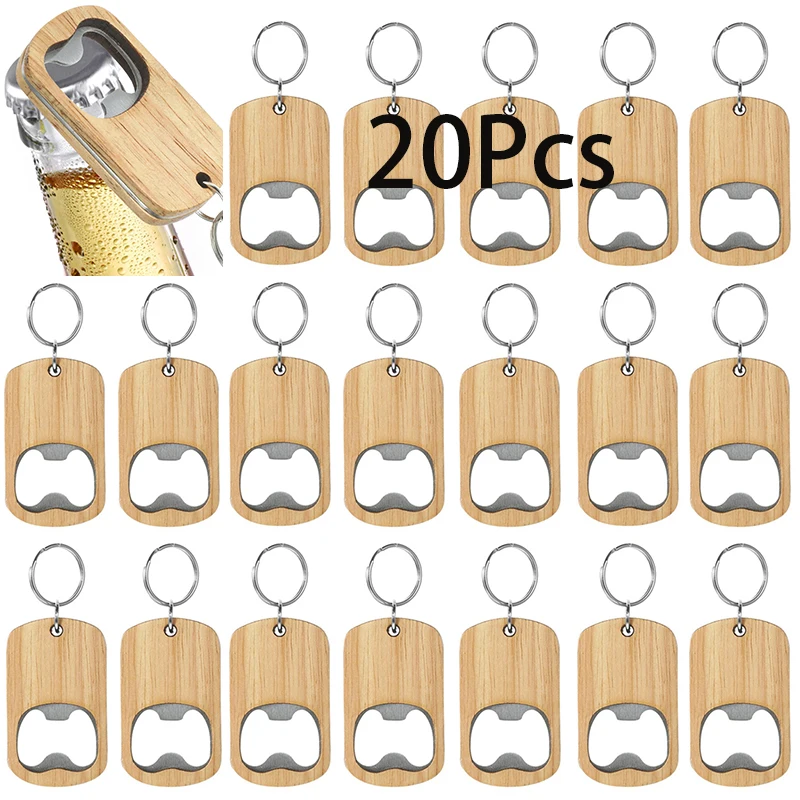 

20Pcs Beer Bottle Openers Keychain Beverage Opener Soda Opener Wood Bottle Openers