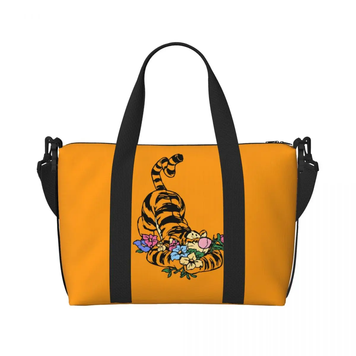 

Custom My Friends Cartoon T-Tigger Pooh Tote Bag Women Large Capacity Gym Beach Shoulder Travel Bag