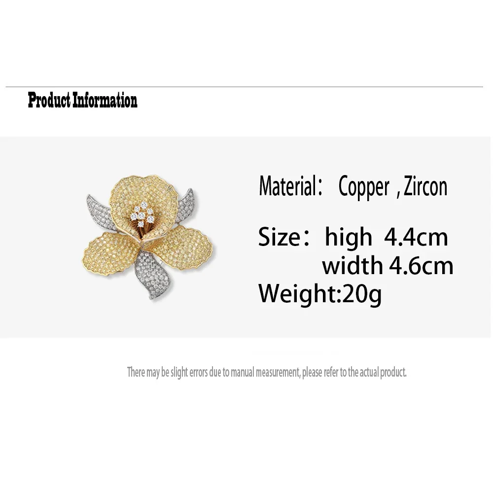Luxurious Cubic Zirconia Orchid Flower Brooch Delicate Purple Rhinestone Floral Pins Brooches for Women Valentine's Gift