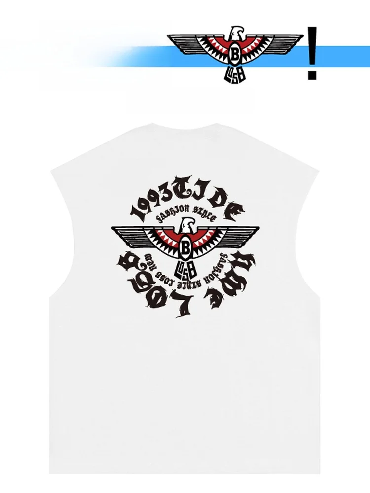 

Losb Collaborative Eagle, летний жилет из чистого хлопка с принтом Svel Fitn, мужской модный брендовый уличный дышащий круглый жилет Ne