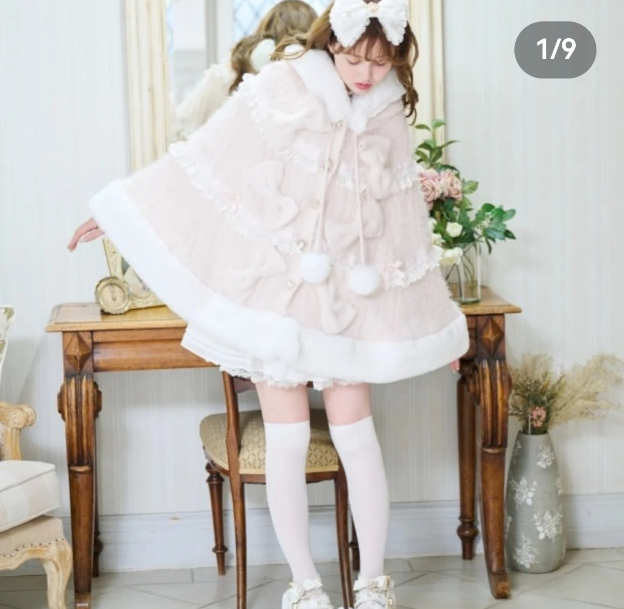 ليز كيبس العباءات 2025 جديد الفتيات النساء اليابانية الحلو لوليتا لطيف القوس الكبير لينة الدافئة متماسكة مقنعين عباءة الأميرة الشاي حفلة الرأس #5