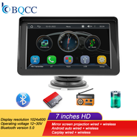 BQCC 7 Inch Portable CarPlay Android Auto Car Radio Multimedia Video Player Touch Screen with USB AUX for Rear View Camera