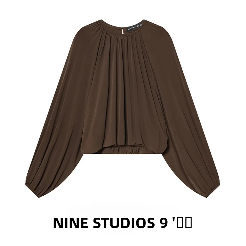 

Sweet Style Loose Fit Bubble Sleeve Shirt Short Long Sleeve Top for Women Casual Comfortable Breathable Polyester Fiber