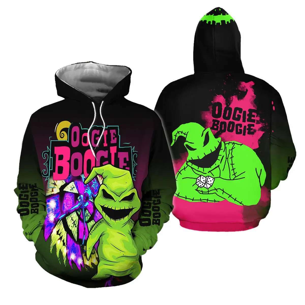 

2024 New Men's Hoodie Oogie Boogie Nightmare Numbers Letters Anime 3D Digital Printing Hoodie Men's and Women's Fashion Sportswe