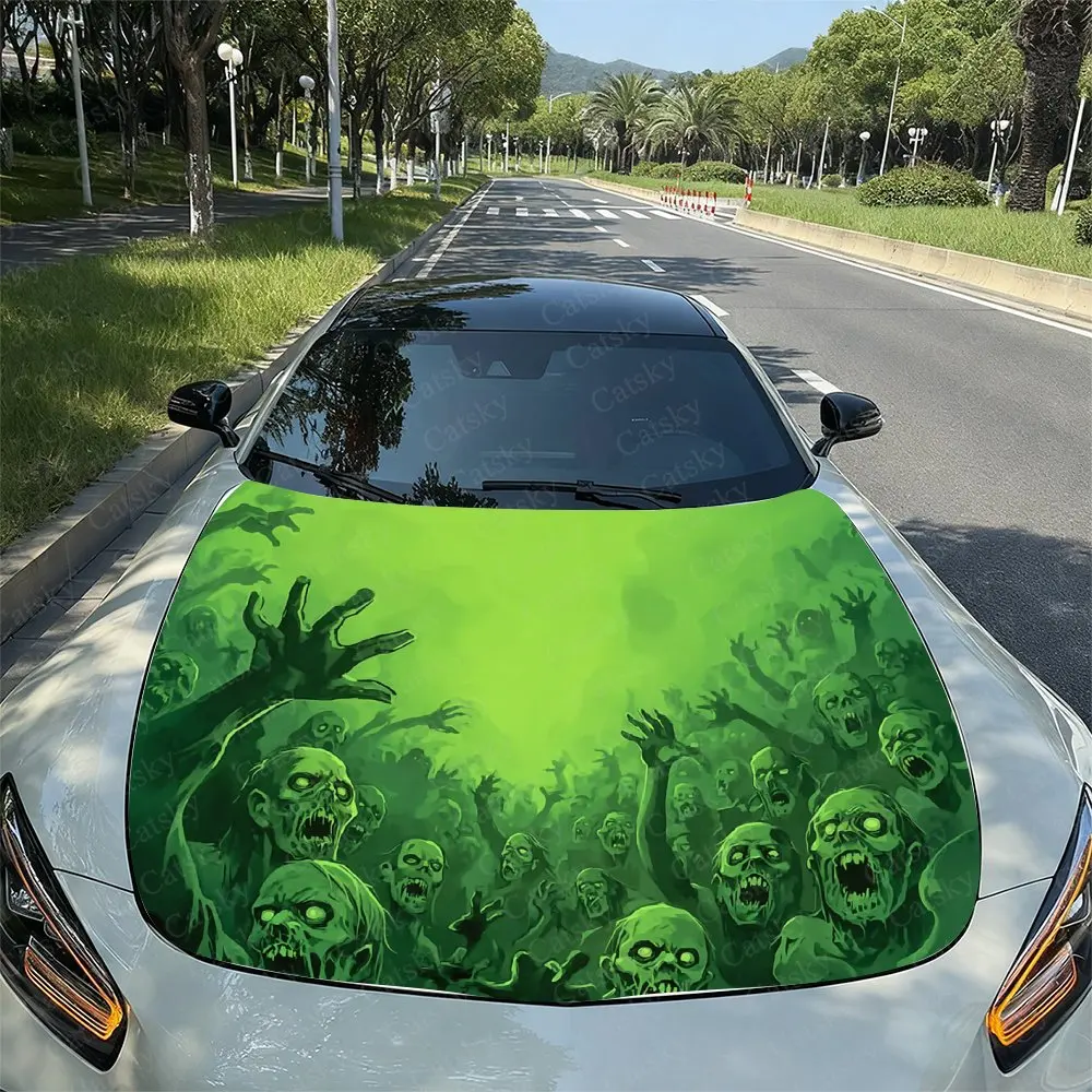 

Dense Green Zombies Car Hood Packaging - PVC Vinyl Stickers, Car Graphic Cover Stickers, Fashionable Truck Accessories, Vehicle