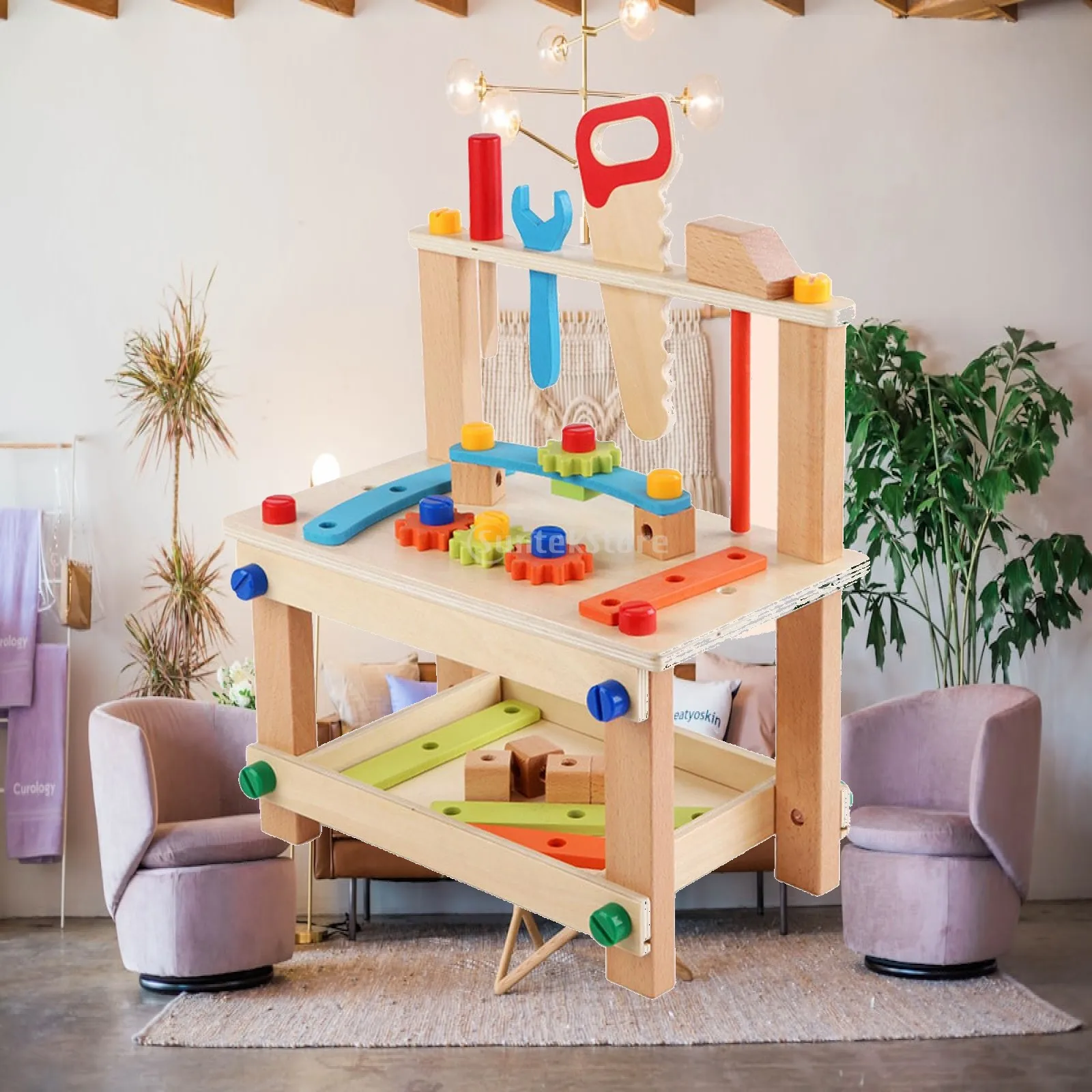 

DIY Wooden Disassembly Chair Tool Assembly Of Nuts Chair Children Puzzle Toys Wooden Block Toy Gift for Kids 3 Years old and up