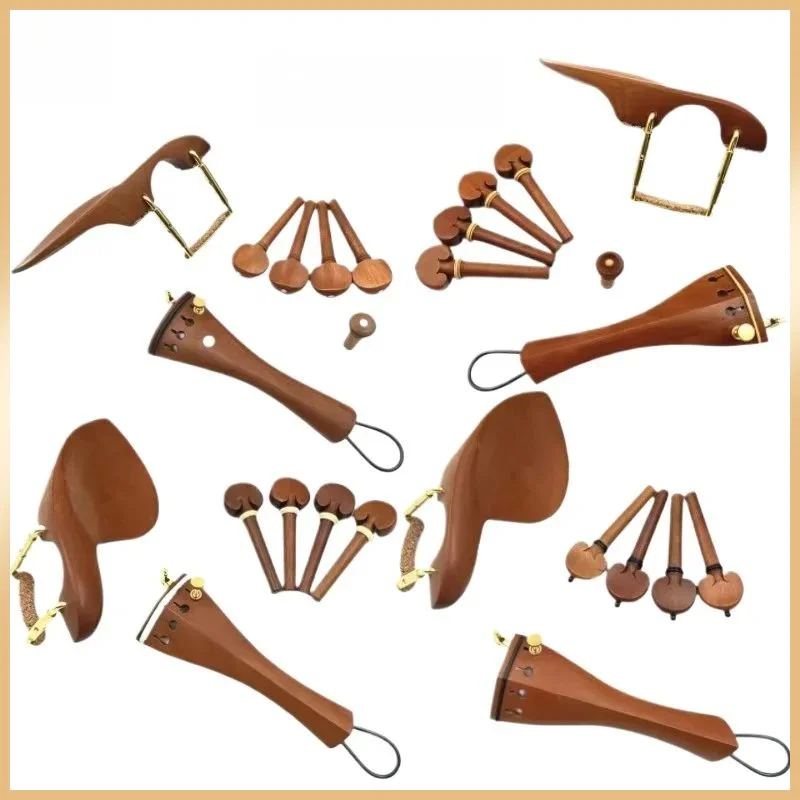 1Set 4/4 Full Size Jujube Wood Violin Fittings Kit Tailpiece Tuning Pegs Endpins Chin Rest Holder High Grade Violin Replacement