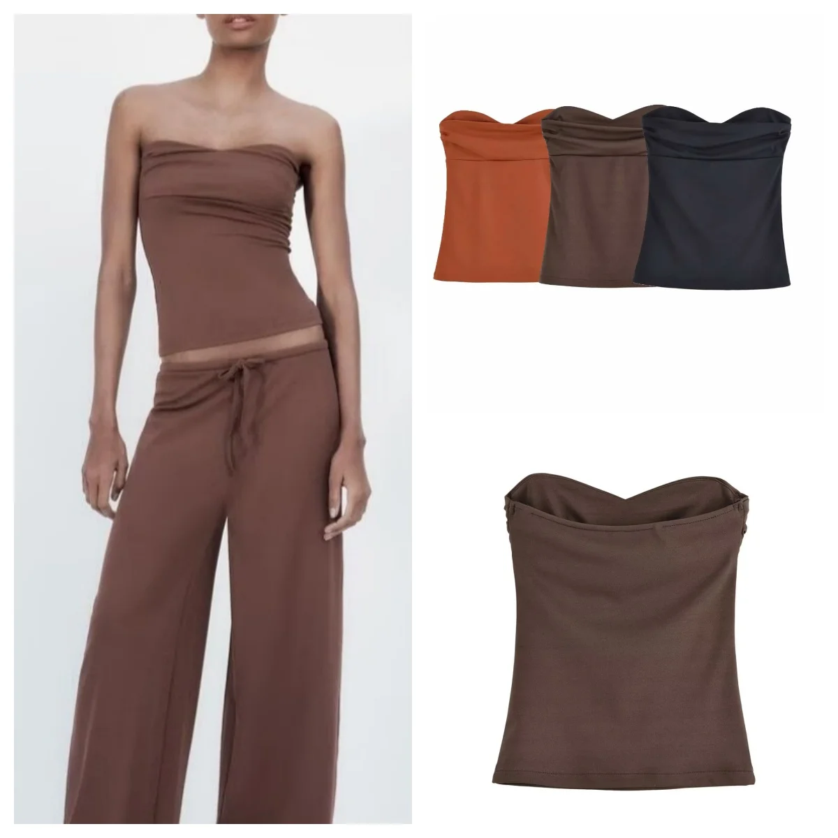 

European and American style 2025 new hot girl sexy off-shoulder tube top vest top
