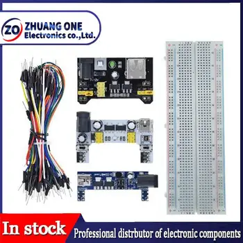 3.3V/5V MB102 Breadboard güç modülü + 65 bağlantı kablosu + MB-102 830 puan Prototip Arduino kiti için ekmek tahtası