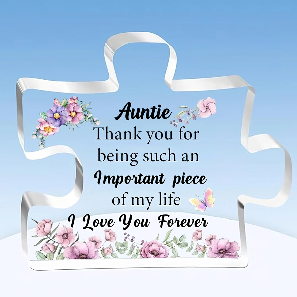 acrylic effect/pattern Auntie Puzzle Plaques Mother's Day Gifts Aunt Appreciate Birthday Present Aunty Acrylic Sign Home