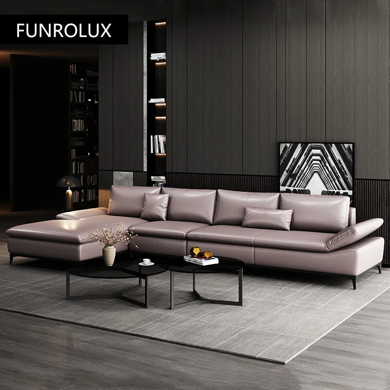 Modern sofa combination first layer cowhide down creative apartment Nordic living room simple modern genuine leather art