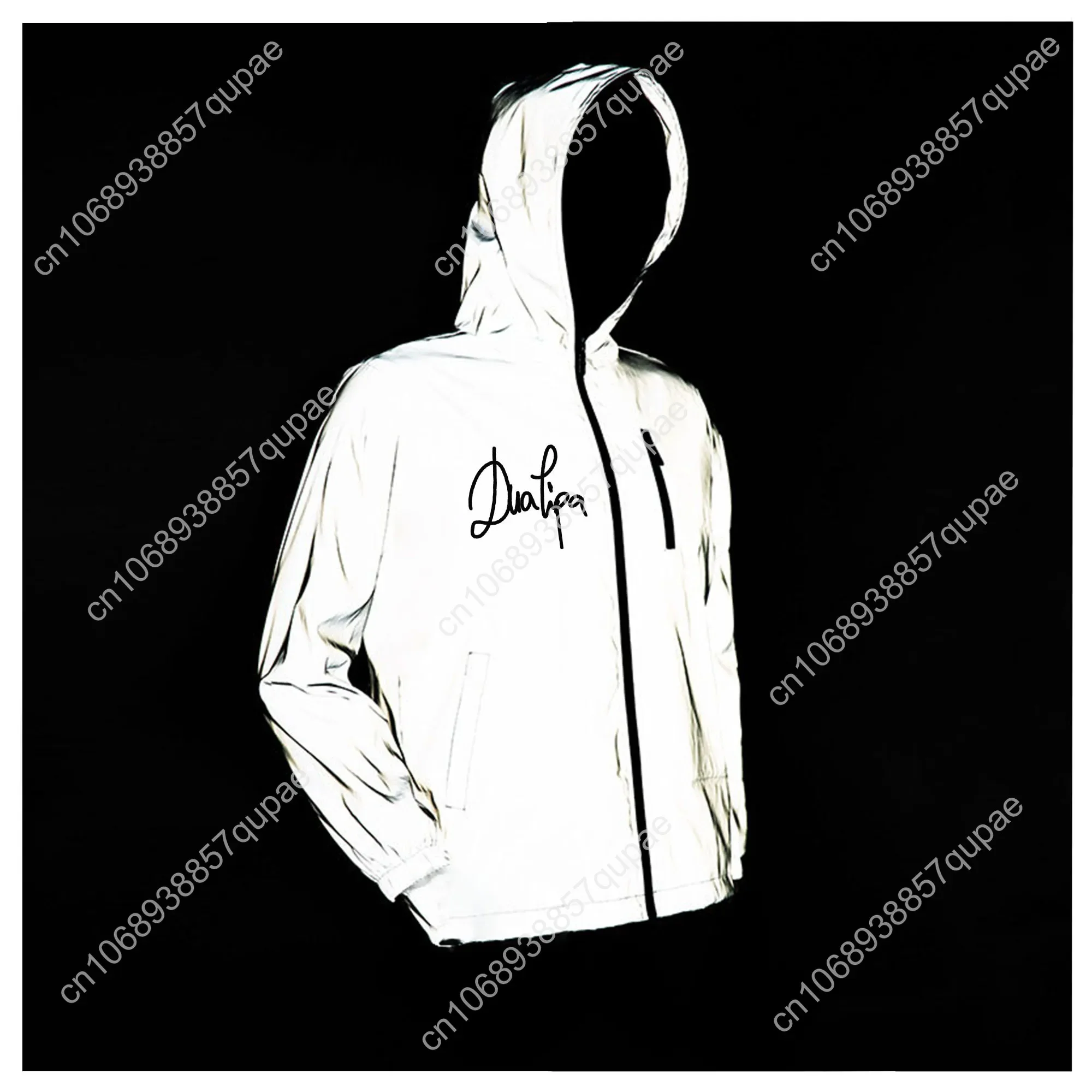 Domelipa Reflective Jacket Hip Hop Singer Men Women Coat Hooded Windbreaker Runing Pocket Jackets Cycling Customized Hoodie