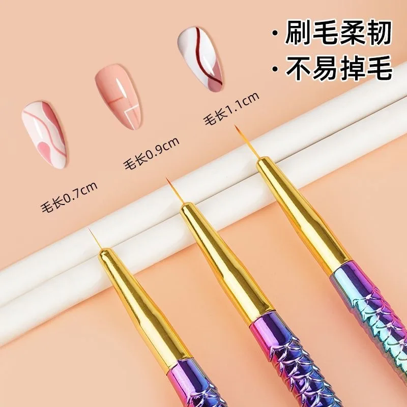 3 Pcs Nail Art Liner Brushes UV Gel Polish Gradient Brush Ultra Thin Line Drawing Pen Manicure Details Design Painting Tools