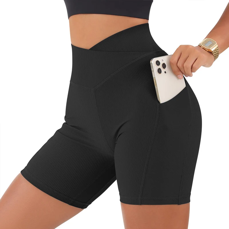 

Leggings Women High Waist Yoga Sport Shorts Biker Shorts Women Sports Leggings For Fitness Cross Waist Pocket Yoga Pant