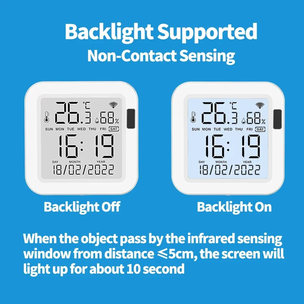 Tuya WiFi Temperature Humidity Sensor USB Powered Backlit LCD Smart Life APP Remote Monitor Works With Alexa Google Assistant