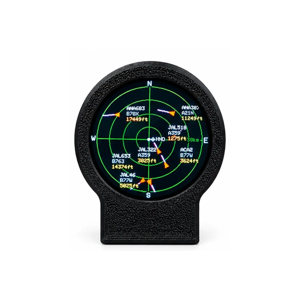 3D Printed Case Flight Tracker Gadget USB-C Powered Live Tracking ADS-B Receiver Compact Design Sonar Grid Screen