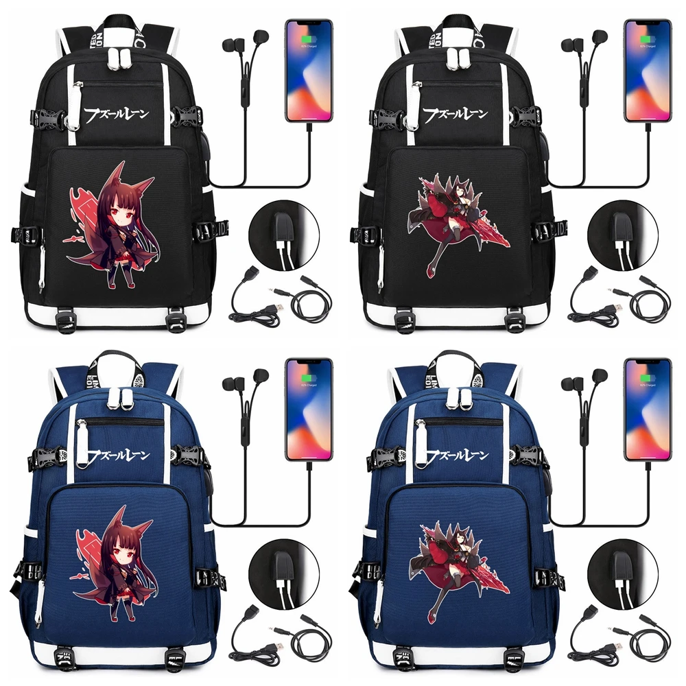 

Azur Lane Akagi Chan Backpack Shoulder Bags Kids Teens Student Book Bag Schoolbags Cartoon Anime USB Laptop Bags