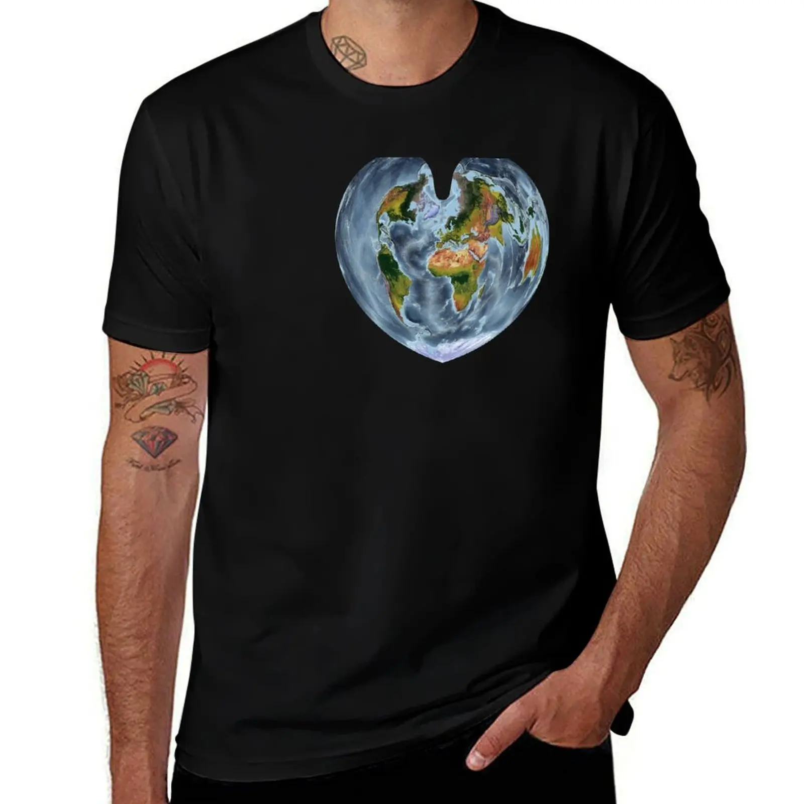 Bonne projection - World Relief Map showing land and oceans T-Shirt UV Sun Protection Tee Shirt