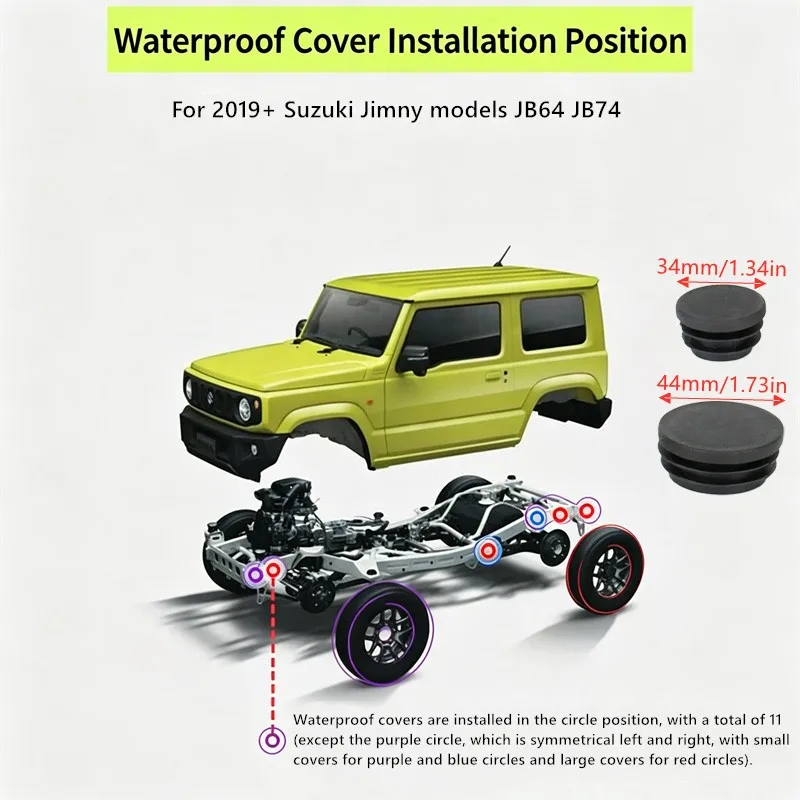 Frame Chassis Crossbeam Waterproof and Mud Proof Rubber Plug 9-Piece Set Decorative Protective Cover Suitable for Suzuki Jimny