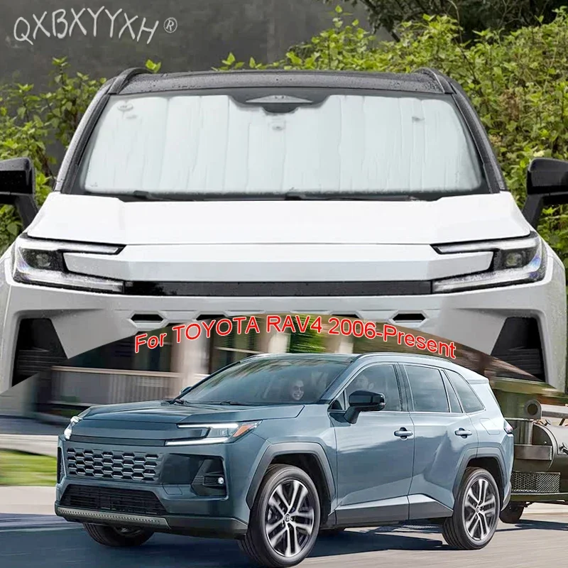 Car Sun Shade Aluminum Foil Foldable Cover Auto UV Heat Insulation Windshield Sunshades Accessory For Toyota RAV4 2006-Present