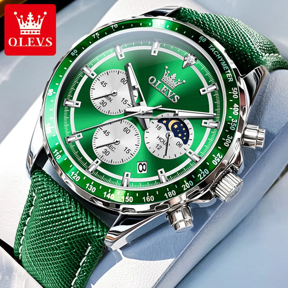 OLEVS Brand Luminous Calendar Waterproof Business Fashion Three Eye Six Pin Business Steel Band Men's Watch 2945