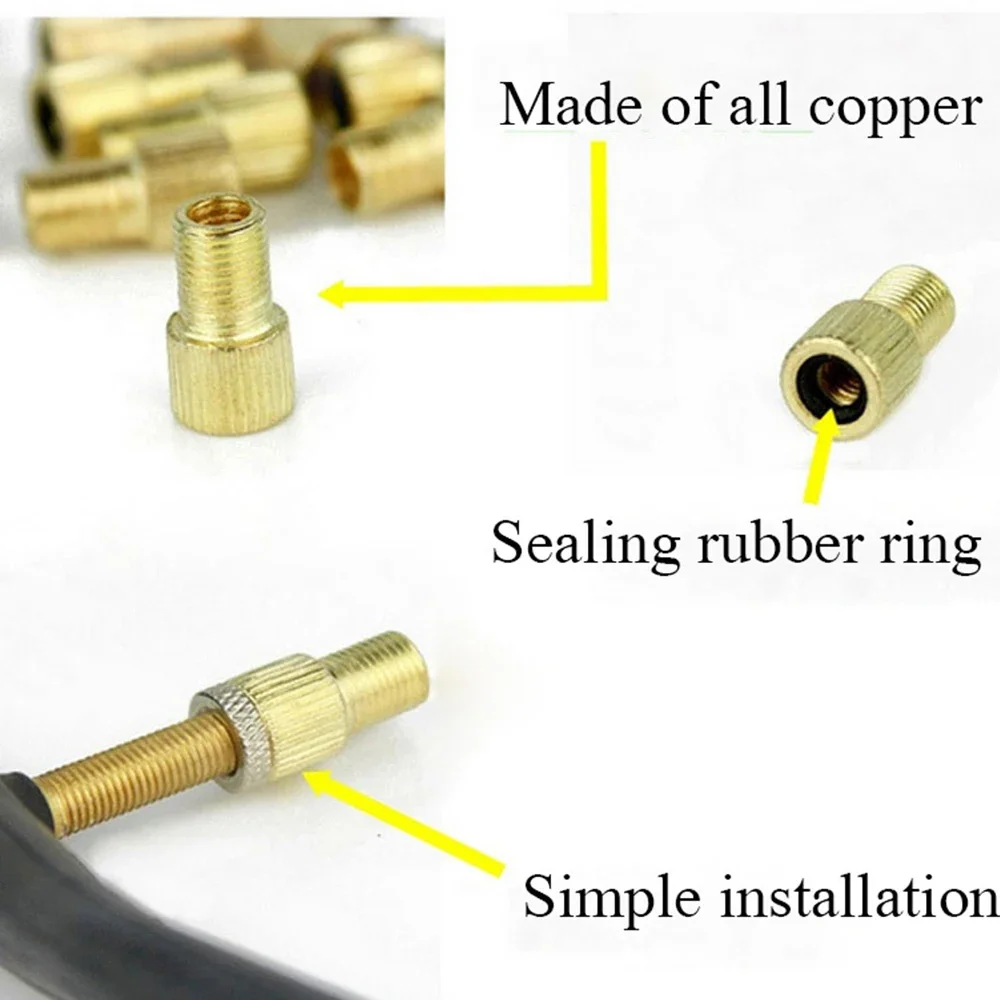 Adaptador de válvula para bicicleta, convertidor de valor Presta A Schrader, neumático dorado, francés, A5, 5 unidades