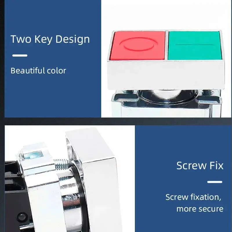 مواقف مزدوجة مفتاح بـزر دفع XB2-BL8325 BL8425 BW8465 شقة/عالية رئيس إعادة تعيين لحظة اثنين مفتاح الاتصال الفضي