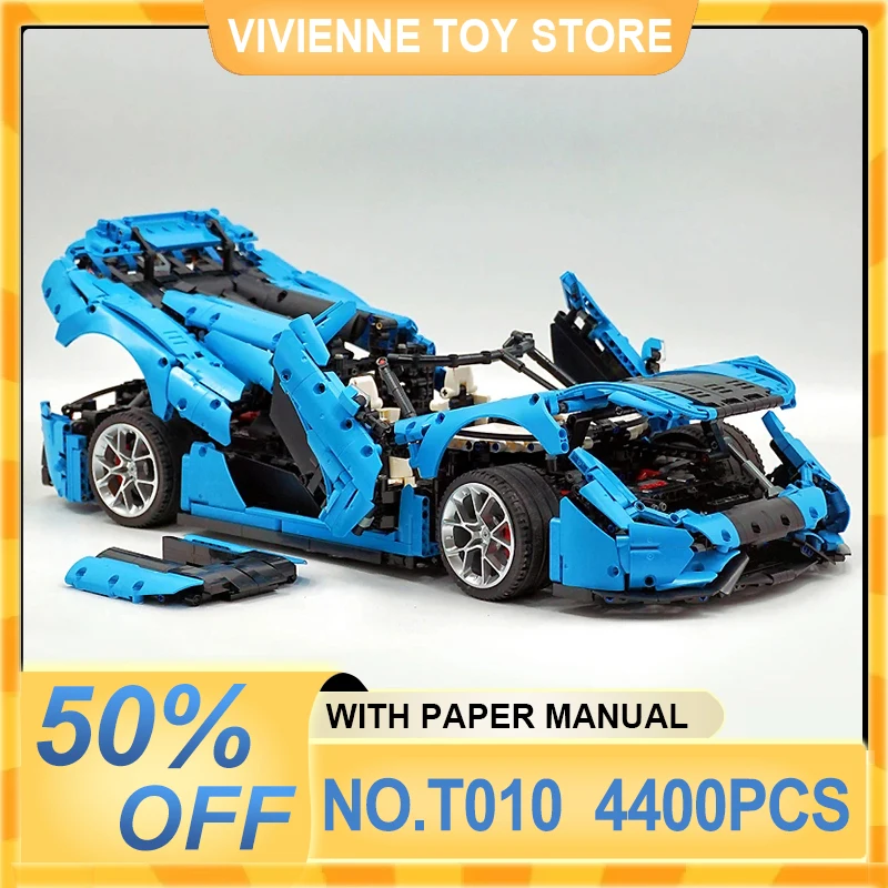 

New T010 MOC Luxury Race-Like Hypercar 1:8 Car Model Building Blocks Bricks Puzzle Educational Toy Christmas Gifts Kids