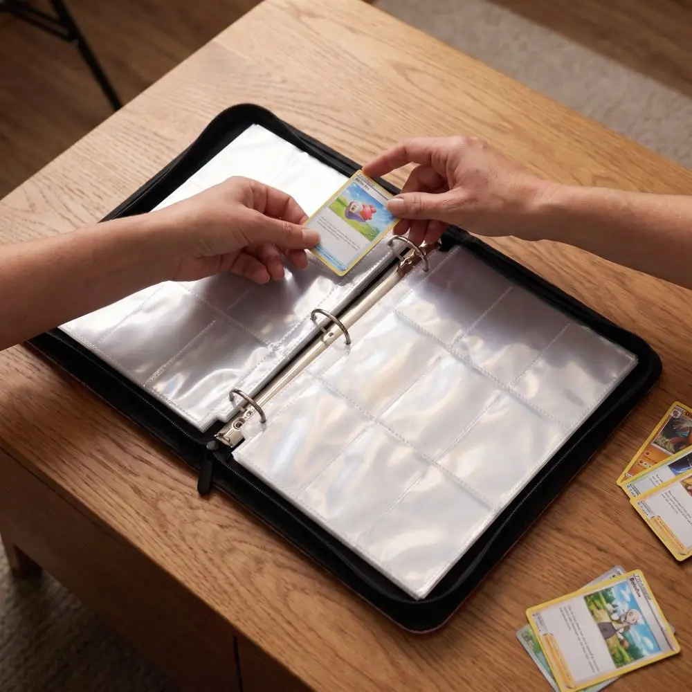 Christmas Gift Large Capacity Card Binder Loose Leaf Waterproof Card Album Zipper PU Leather Card Collection Holder