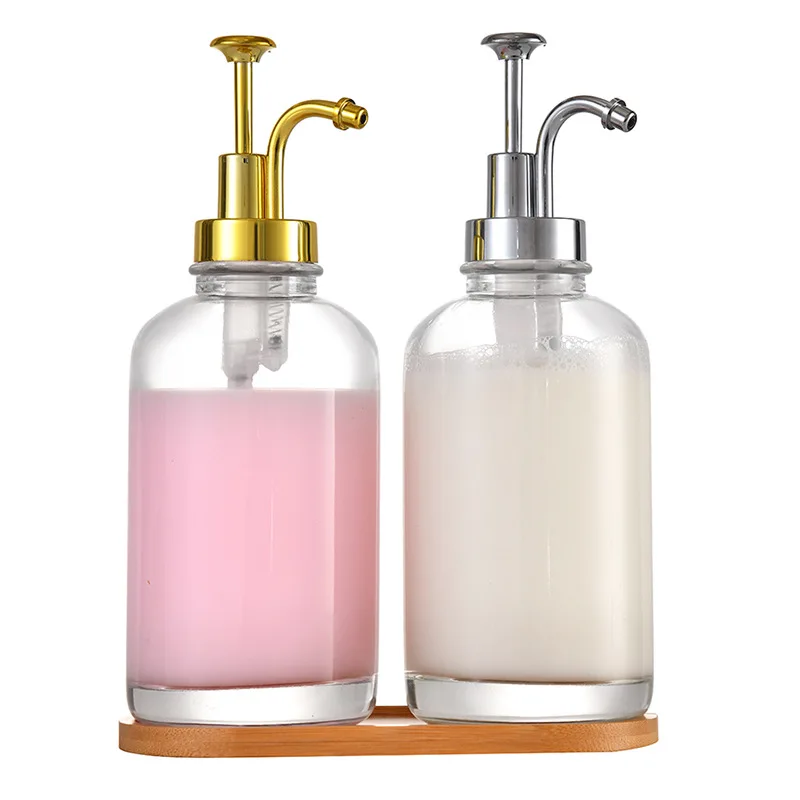 500ml Clear Glass Dispenser Bottle, Coffee Syrup Lotion Soap Dispenser for Home Use view 3