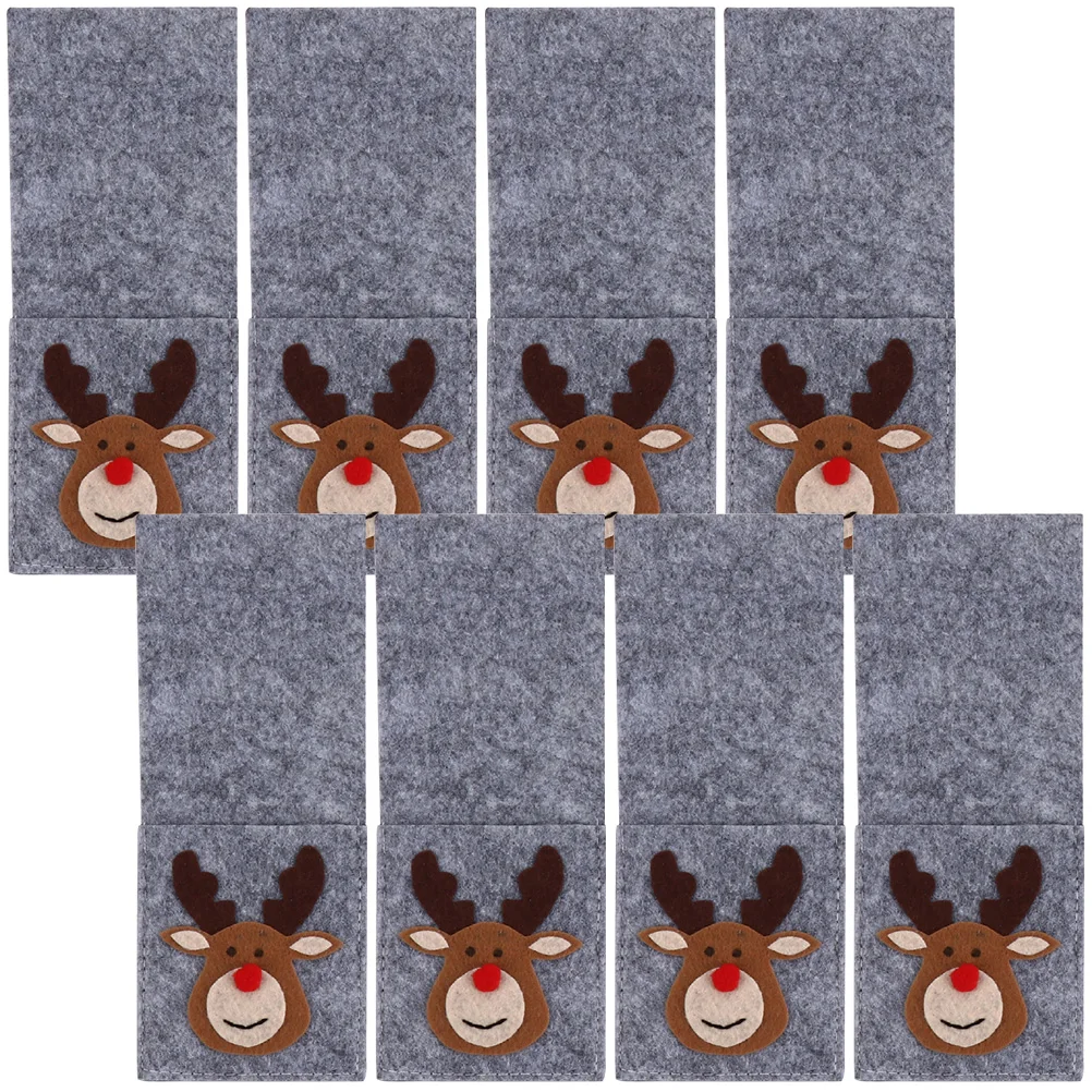 

8Pcs Cutlery Set Felt Cloth Bags Utensil Holder Xmas Decorations Reusable Storage SolutionsKnife Fork Spoon Pouches