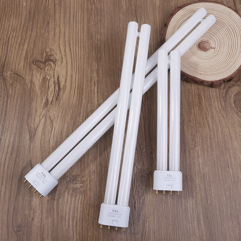 H Tubes Twin-Tube 18W 24W 36W CFL مصباح موفر للطاقة، لمبة بيضاء فلورية 4 دبابيس