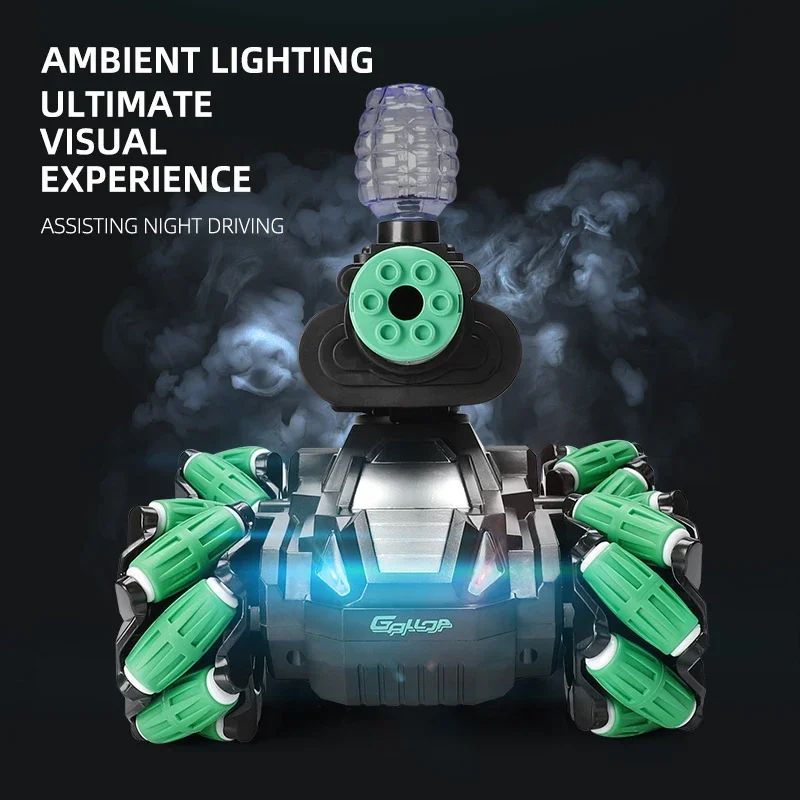 Tanque RC con detección de gestos de 2,4 GHz: luz de pulverización musical, coche de juguete con control remoto inalámbrico para niños