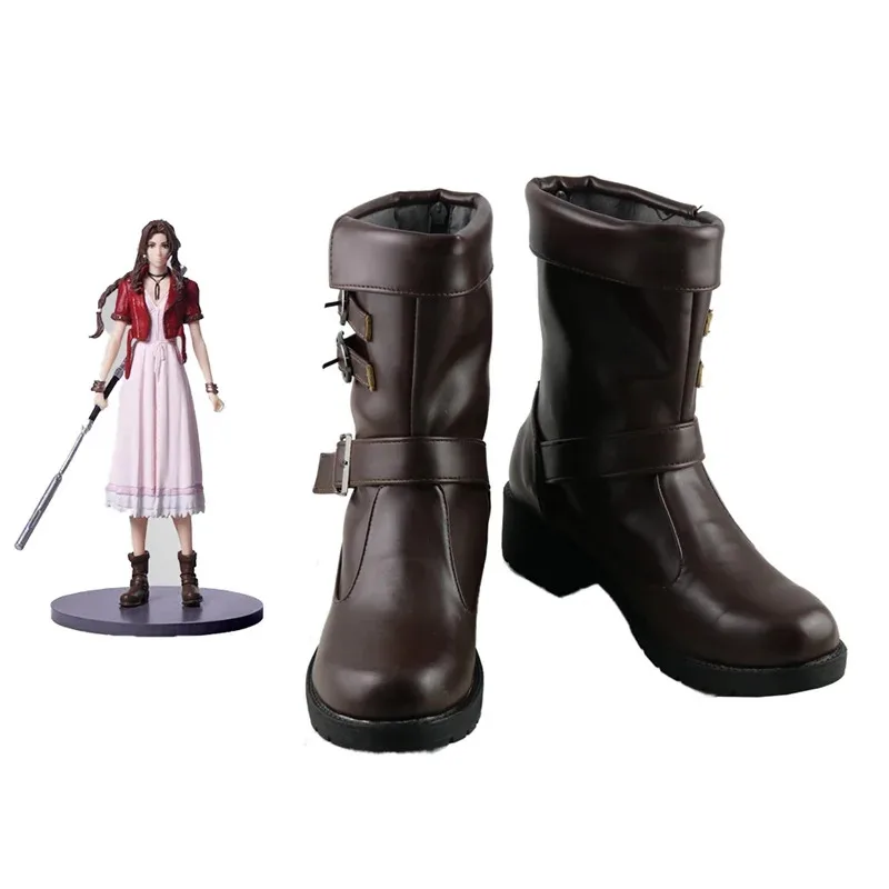 Final Fantasy 7 FF7 Vii Aerith Set stivali cosplay scarpe per donna ragazza su misura colore nero e marrone tra cui scegliere