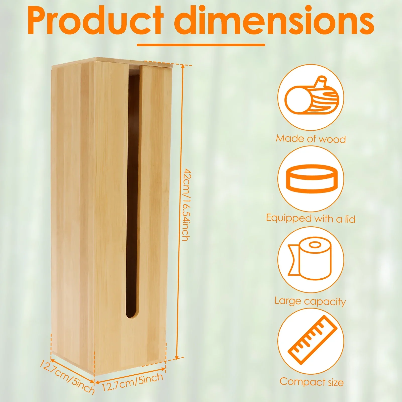 Bathroom Tissue Rack Wooden Toilet Paper Towel Box Storage with Lid Waterproof Paper Dispenser Accessories view 6