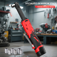 18V Electric Ratchet 15cm Long Cordless 90 Degree Right Angle Torque Lithium-Ion Extra Long Auto Ratchet Repair Tool Set