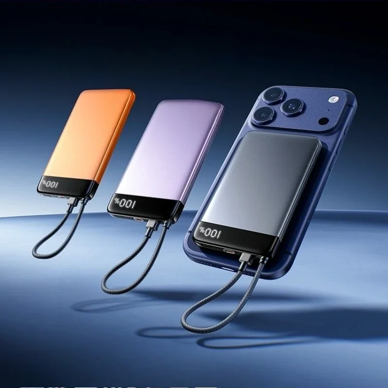 Power bank, fast charging, large capacity, self-contained cable, ultra-thin, small and portable