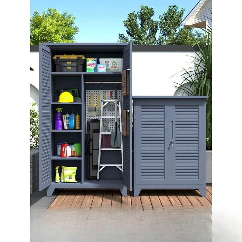 Venetian door outdoor locker waterproof, sunscreen, anti-corrosion villa courtyard storage open-air garden tool storage cabinet
