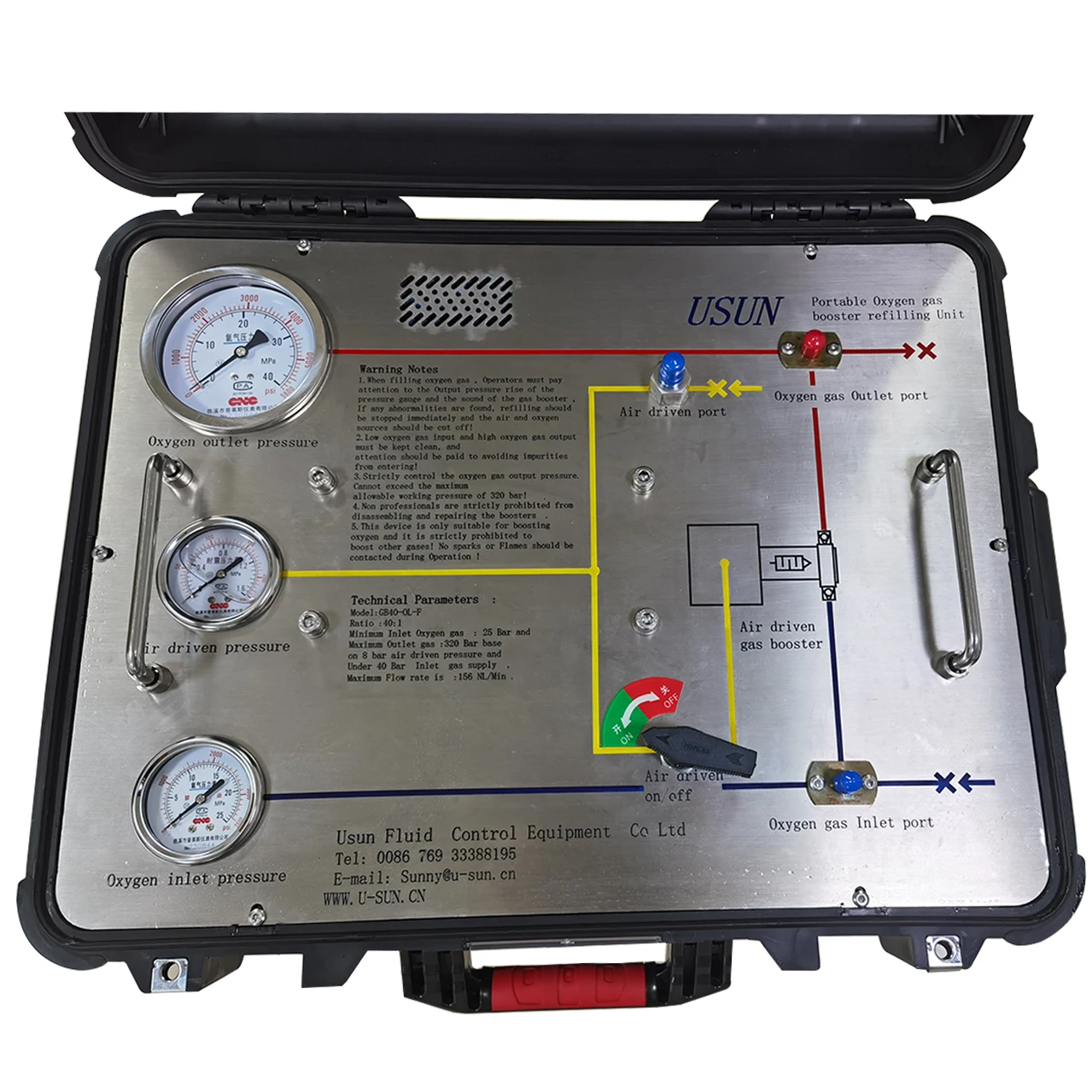 Free shipping USUN Model :GB40-OL -F portable oxygen gas booster pump with Black case and hoses