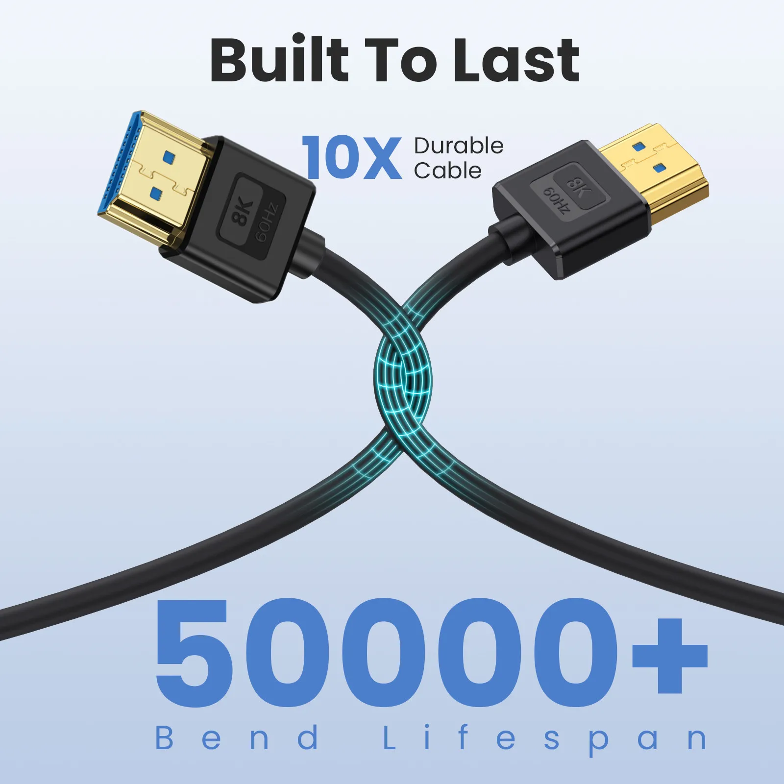 Silicone 8K@60Hz HDMI to HDMI-Compatible 2.1V Cable Ultra High Speed HDMI Cord 48Gbps Support 4K@120Hz eARC HDR10 HDCP 2.2&2.3