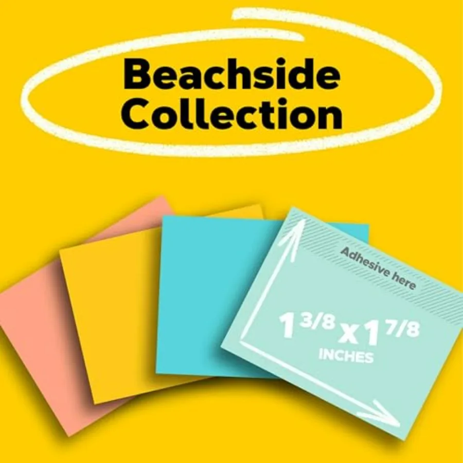 1.5x2 inch Sticky Notes with 24 Pads Ideal for Office and Home Use Beachside Cafe Theme with Soft Pastel Colors Easy to Remove