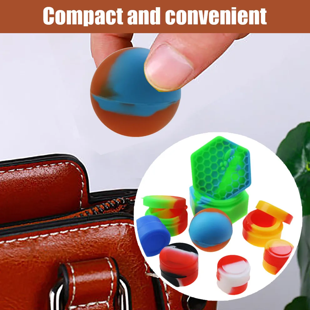 For Better Life 1PC 2ml /3ml/5ml/7ml/25ml Silicone Container Storage Box for Oil Wax Jar Random Color Ornaments Mini Cover