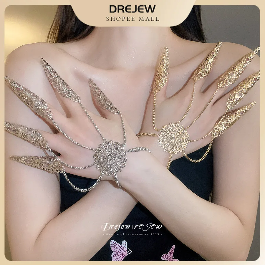 DREJEW European And American Hollow Finger Bracelet Niche Design Unique And Exaggerated Style Retro Hand Accessories