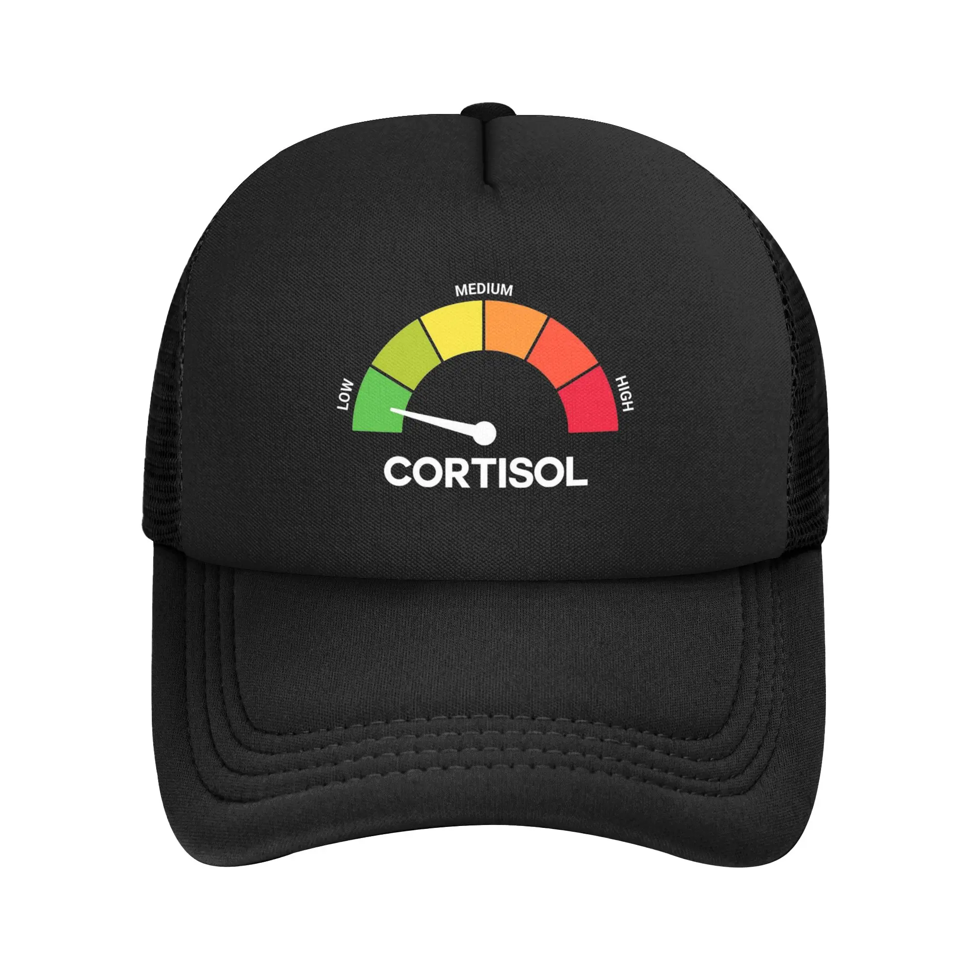 Funny Cortisol Low Level Stress Meter Meme Mesh Baseball Cap Adult Outdoor Trucker Hat Adjustable Summer Trucker Hats